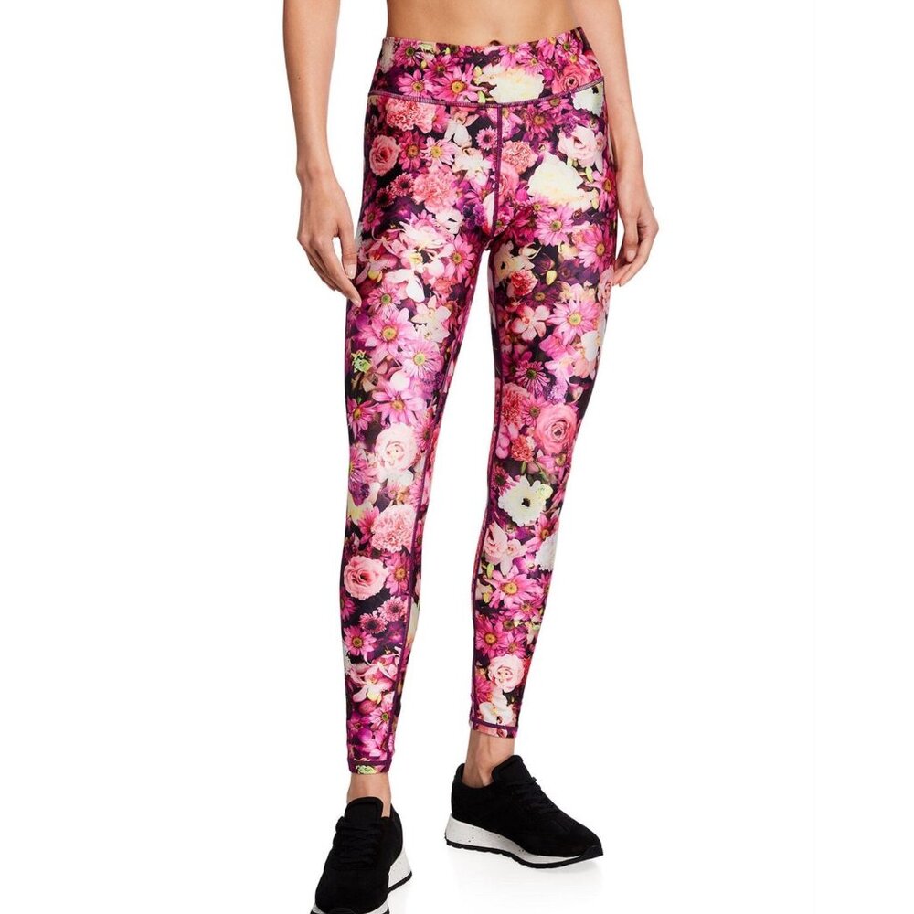 Terez Floral Bouquet Hi Shine Gym Leggings XL NWOT pink photo print girlypop